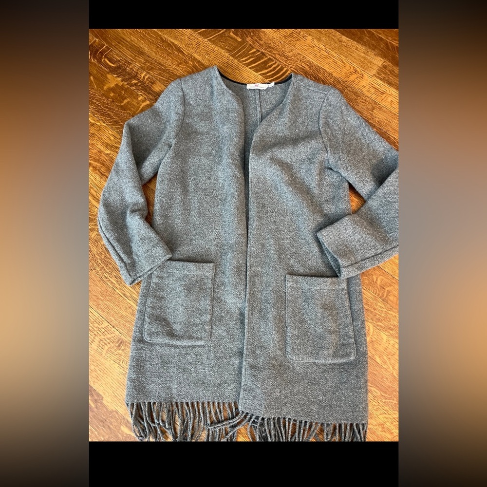 Cardigan Vineyard vines shep women’s xs grey gray fringe